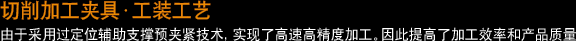 切削加工夹具・工装工艺 由于采用过定位辅助支撑预夹紧技术，实现了高速高精度加工。因此提高了加工效率和产品质量